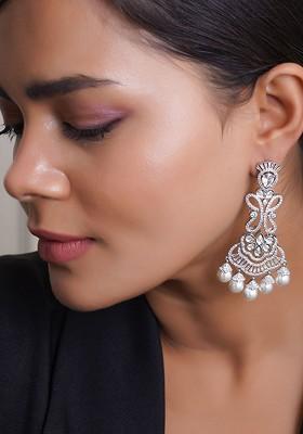 Silver Floral Stud Rhodium Plated Earrings