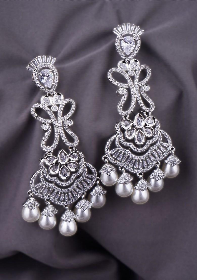 Silver Floral Stud Rhodium Plated Earrings