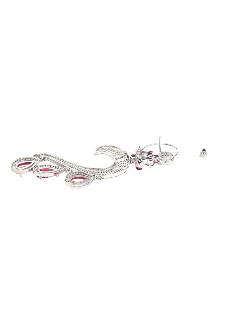 Pink Plain Rhodium Plated Earrings