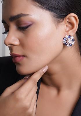 Silver Zirconia Studded Gold Plated Earrings