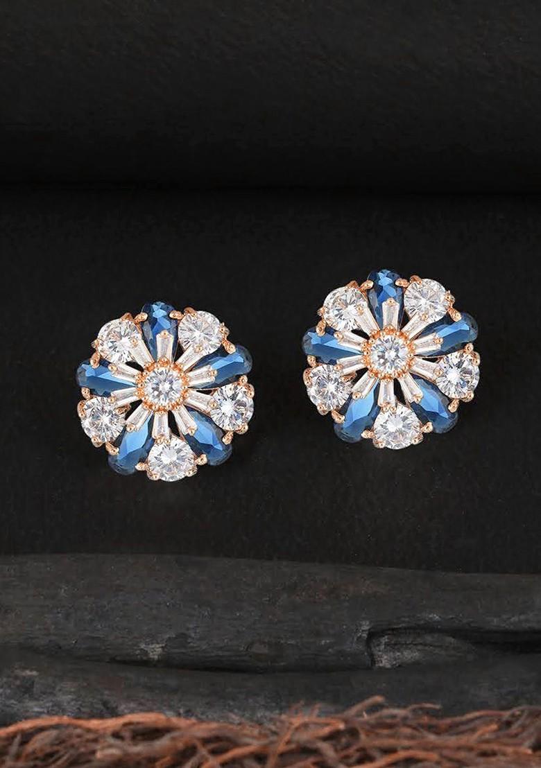 Silver Zirconia Studded Gold Plated Earrings