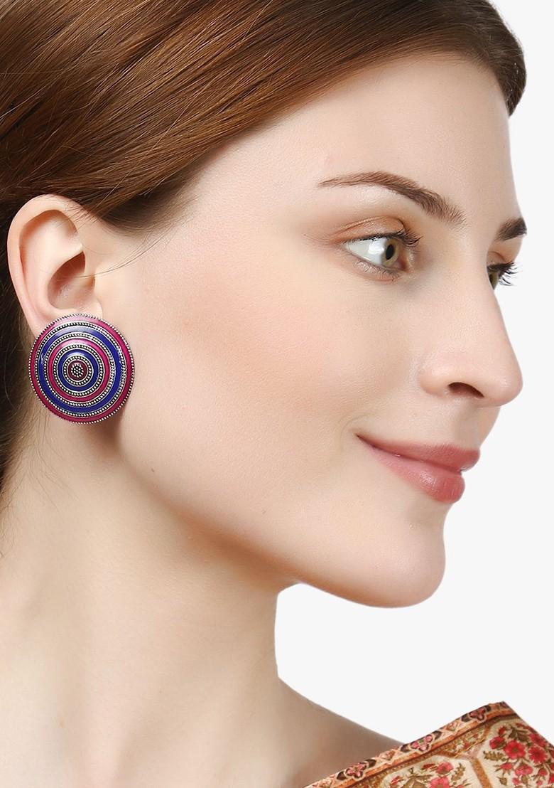 Silver Plain Silver Toned Earrings