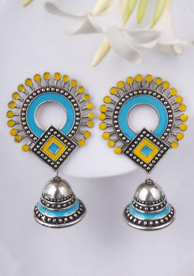 Silver Dome Shaped Silver Plated  Earrings