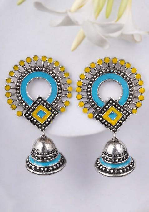 Silver Dome Shaped Silver Plated  Earrings