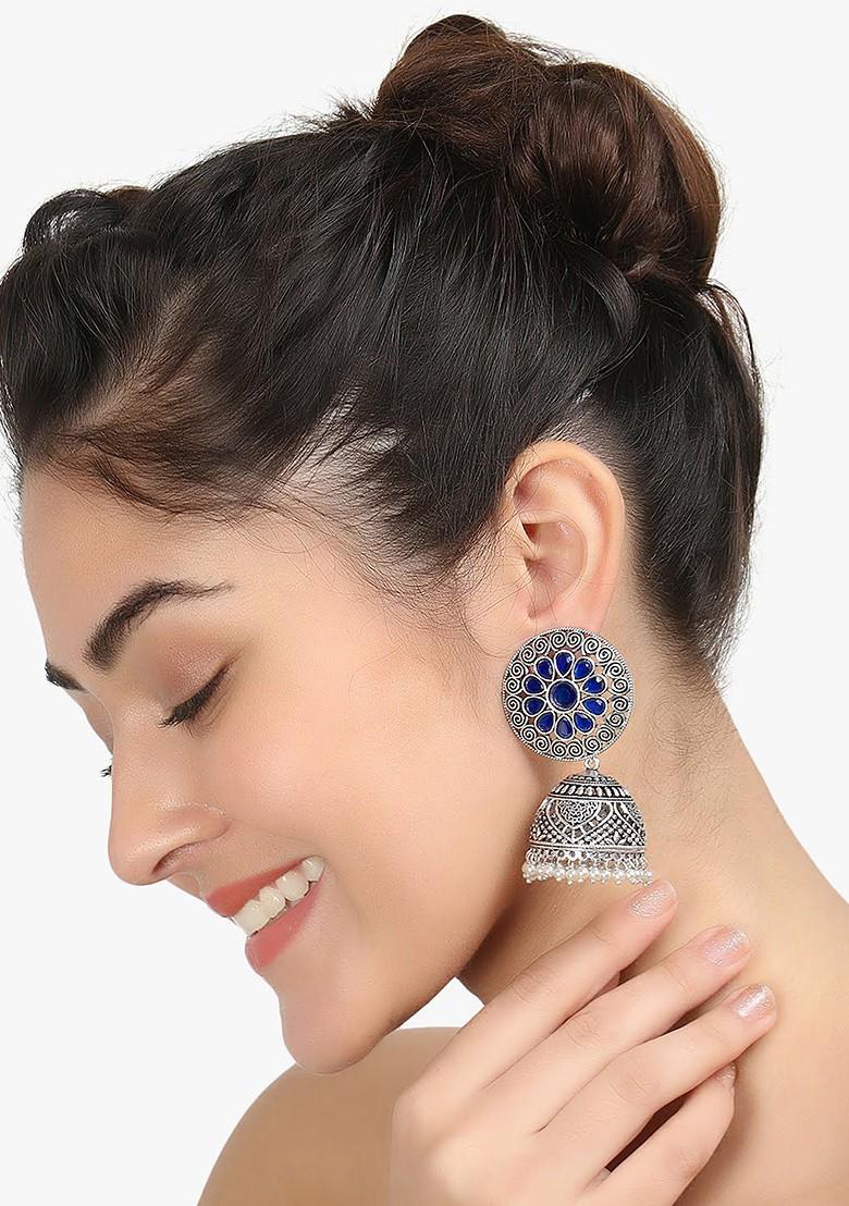 Silver Dome Shaped Silver Toned Earrings