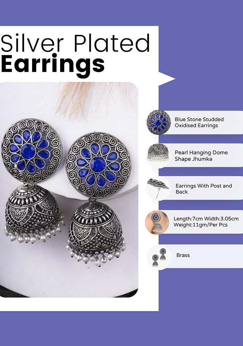 Silver Dome Shaped Silver Toned Earrings