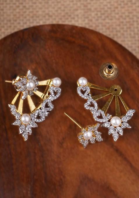 Gold Zirconia Studded Gold Plated Earrings