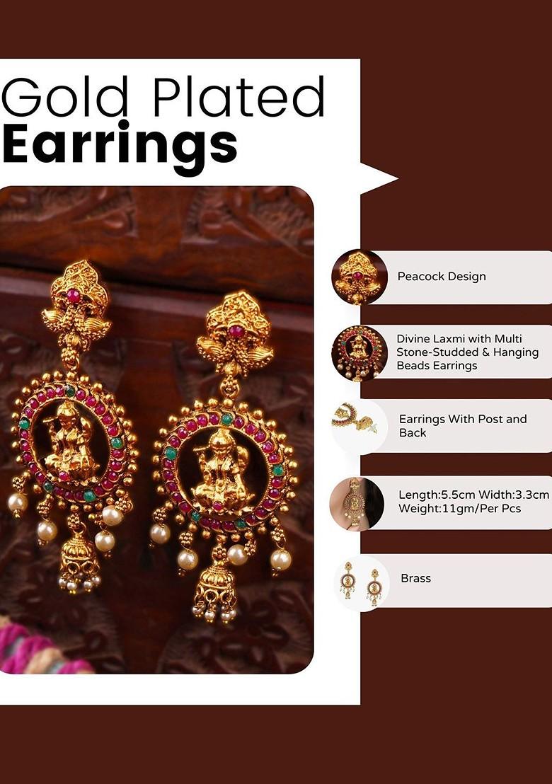 Gold  Stones Studded  Gold Plated Earrings