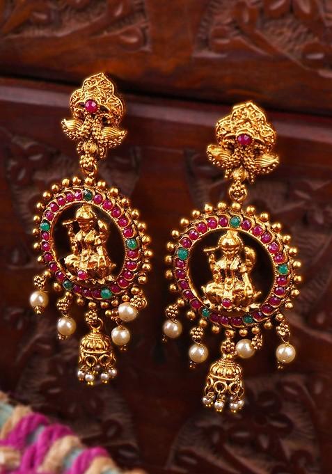 Gold  Stones Studded  Gold Plated Earrings