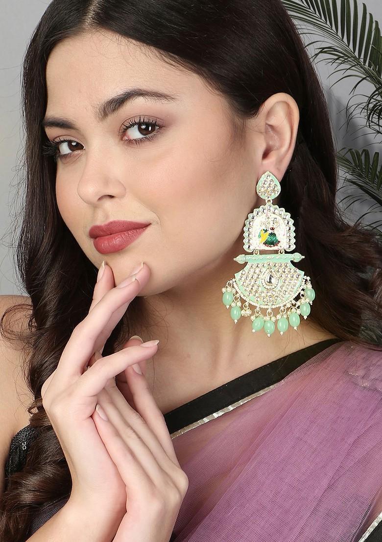 Gold  Stones Studded  Gold Plated Earrings