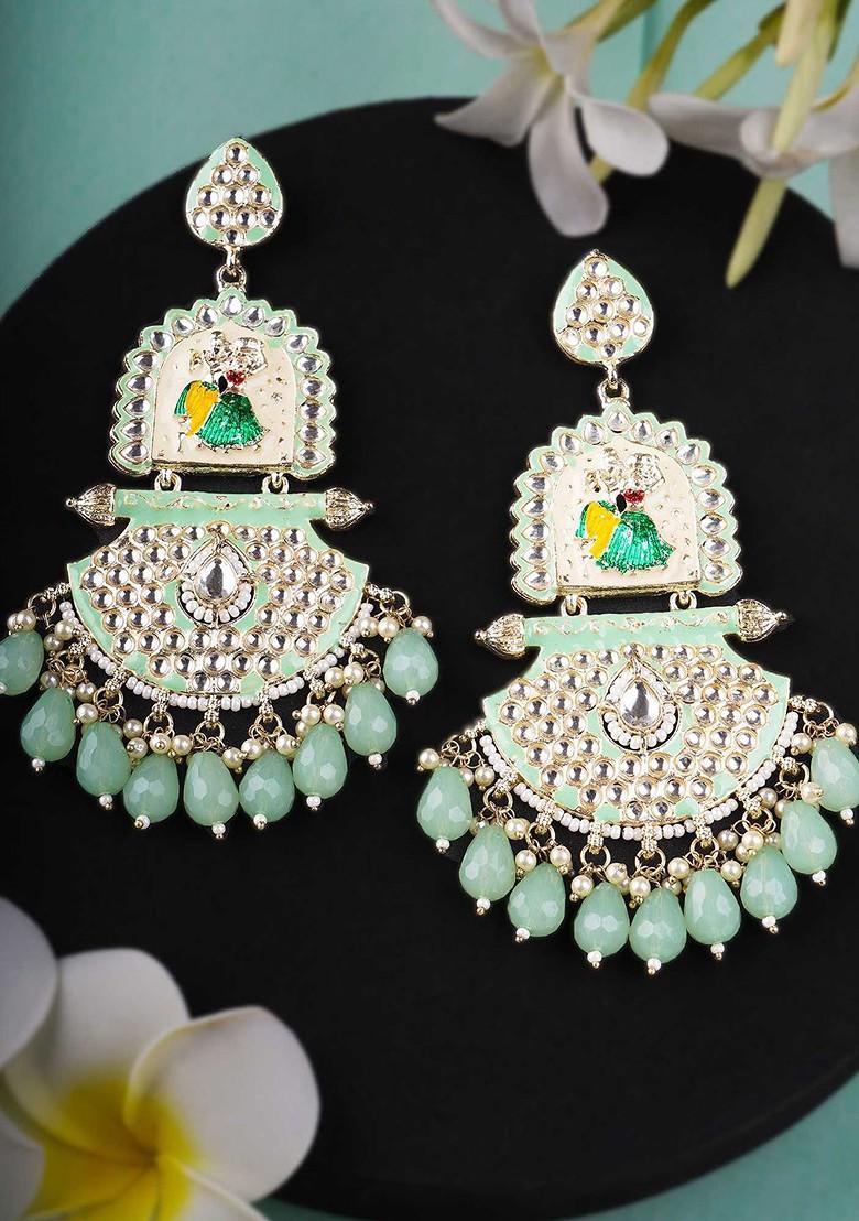 Gold  Stones Studded  Gold Plated Earrings