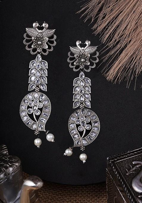 Silver Beaded Silver Plated  Earrings