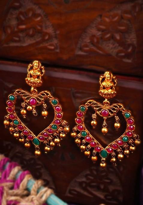 Gold  Stones Studded  Gold Plated Earrings