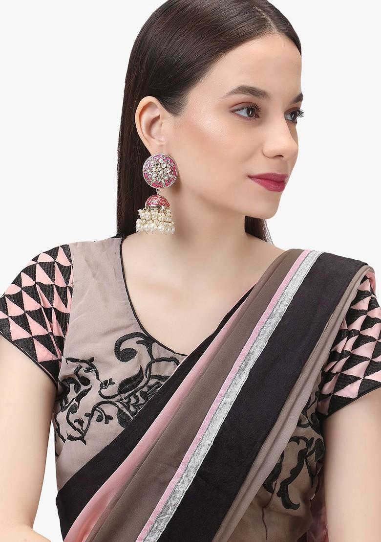 Gold  Stones Studded  Gold Plated Earrings