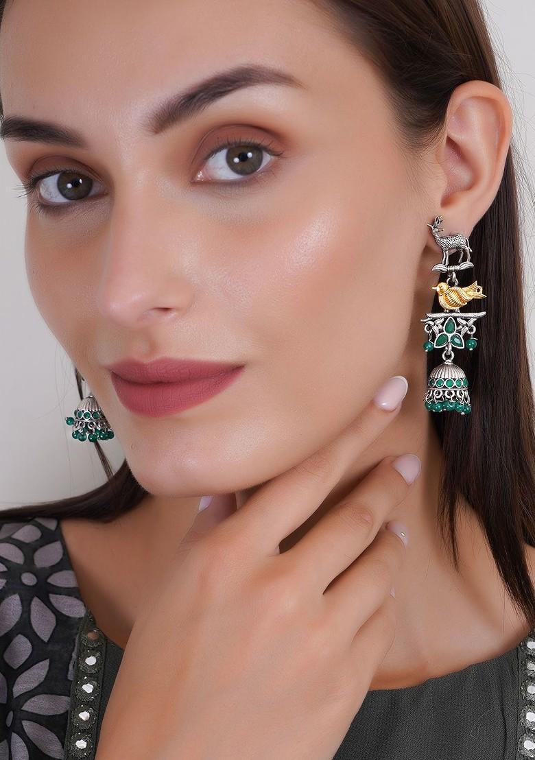 Silver Pearl Beaded Silver Plated  Earrings