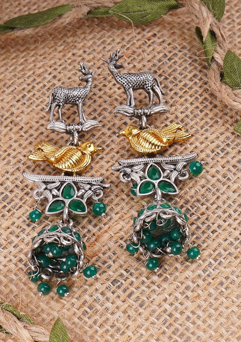 Silver Pearl Beaded Silver Plated  Earrings