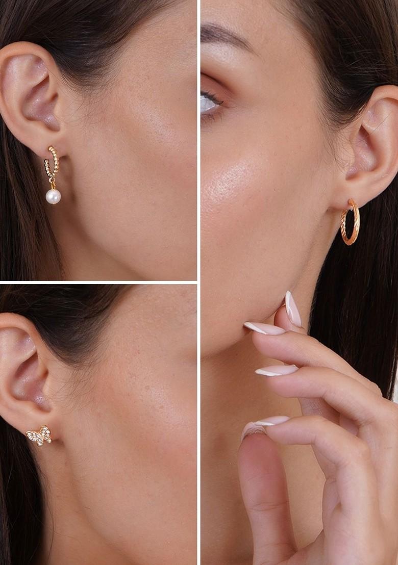 Gold Plain Gold Plated Earrings