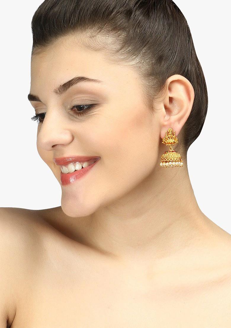Gold Dome Shaped  Gold Toned Earrings
