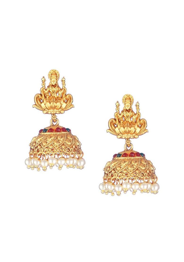 Gold Dome Shaped  Gold Toned Earrings