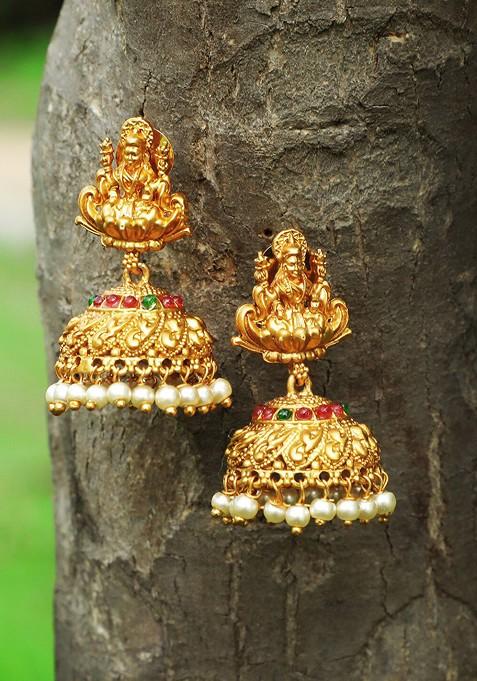 Gold Dome Shaped  Gold Toned Earrings