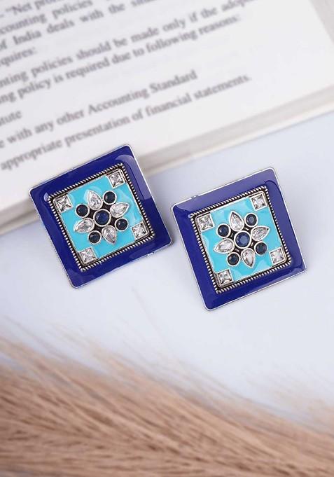 Silver Plain Silver Toned Earrings