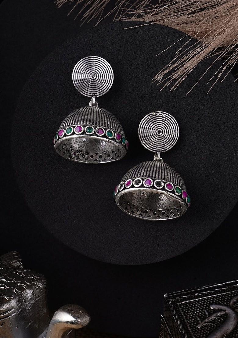 Silver Dome Shaped Silver Plated  Earrings