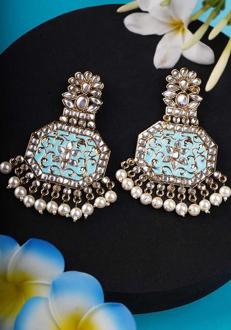 Gold  Stones Studded  Gold Plated Earrings