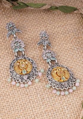 Silver Pearl Beaded Silver Plated  Earrings