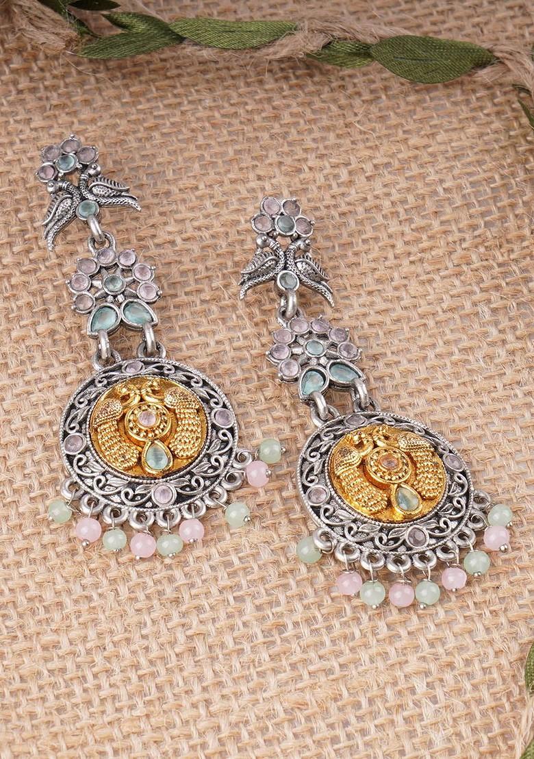 Silver Pearl Beaded Silver Plated  Earrings