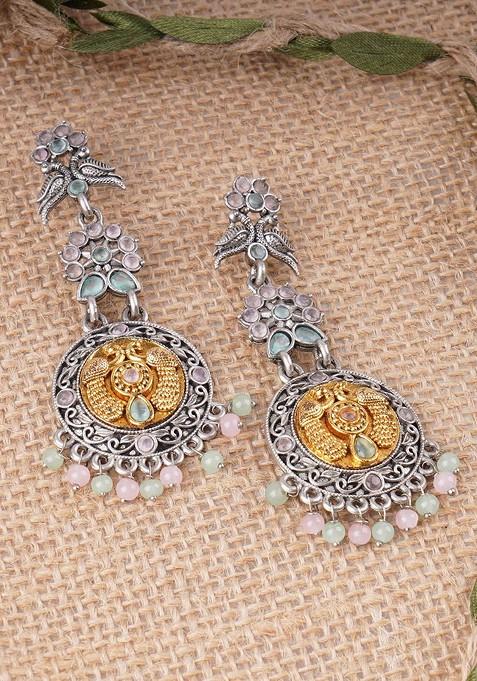 Silver Pearl Beaded Silver Plated  Earrings