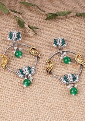 Silver Pearl Beaded Silver Plated  Earrings