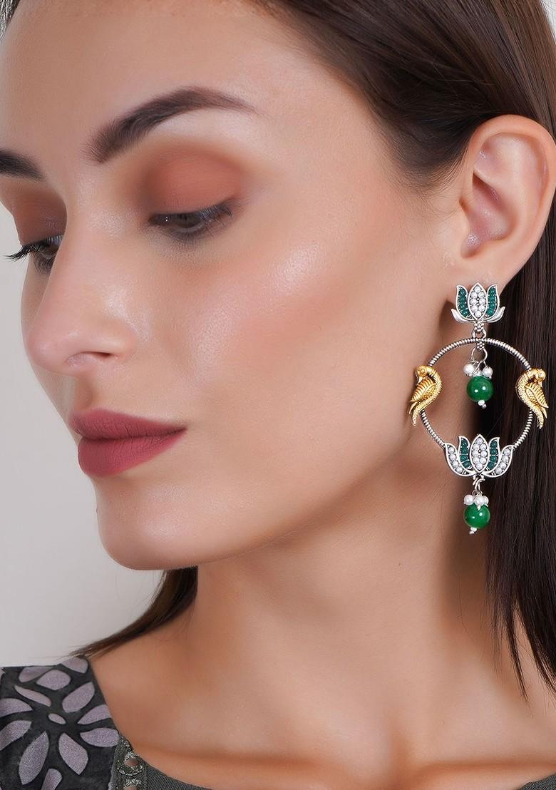 Silver Pearl Beaded Silver Plated  Earrings