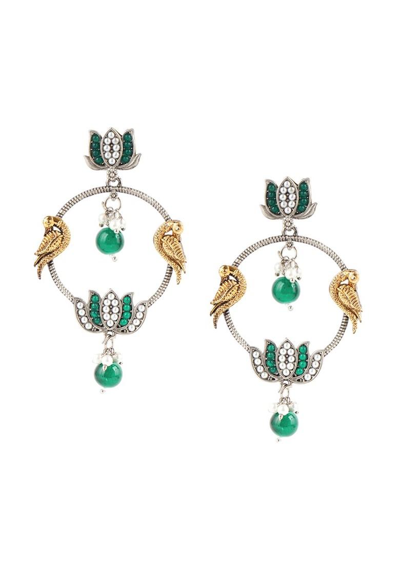 Silver Pearl Beaded Silver Plated  Earrings