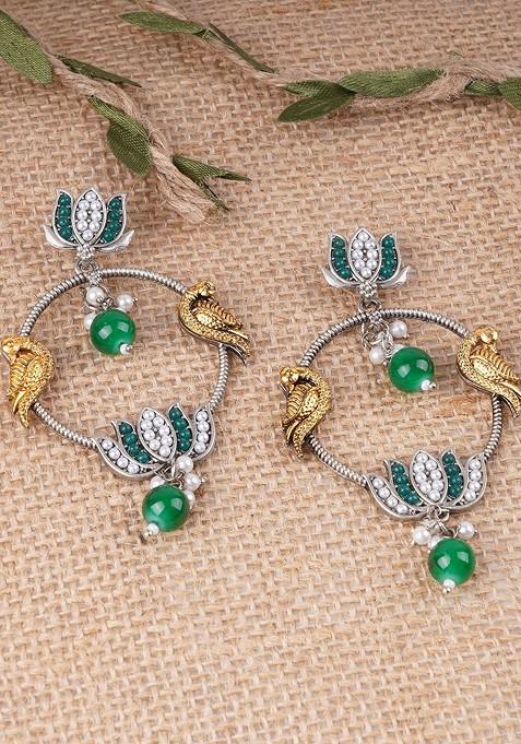 Silver Pearl Beaded Silver Plated  Earrings