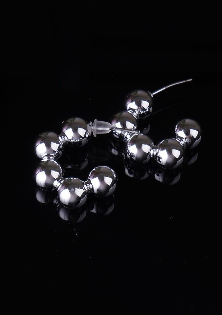 Silver Beaded Silver Plated  Earrings