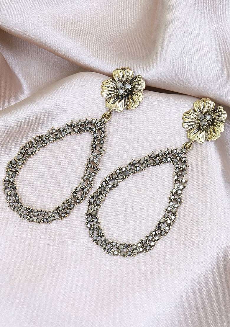 Brown Plain Gold Plated Earrings - Indya
