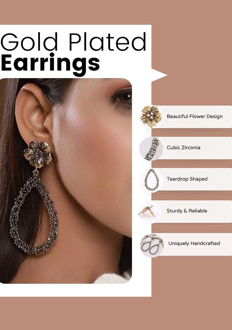 Brown Plain Gold Plated Earrings - Indya