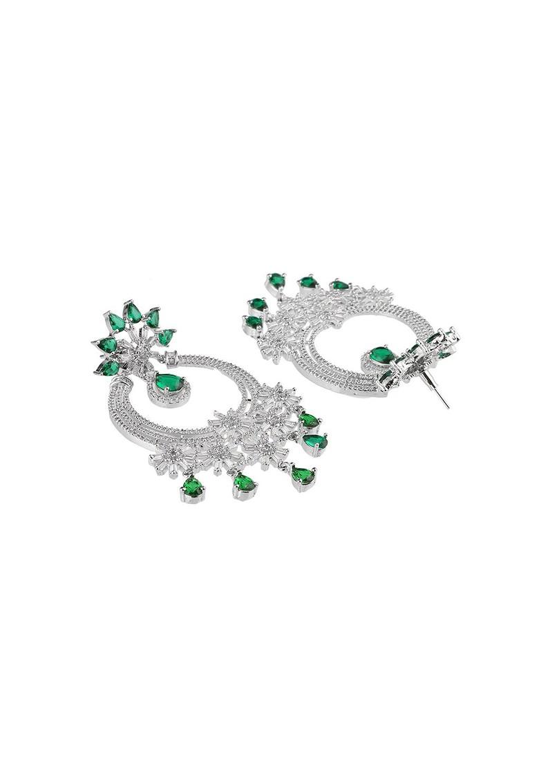 Silver Zirconia Studded Rhodium Plated Earrings