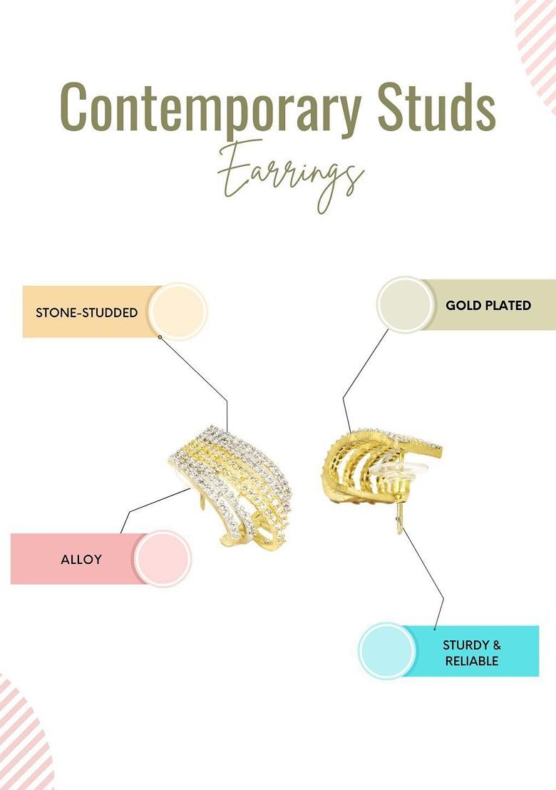 Gold Plain Silver Toned Earrings