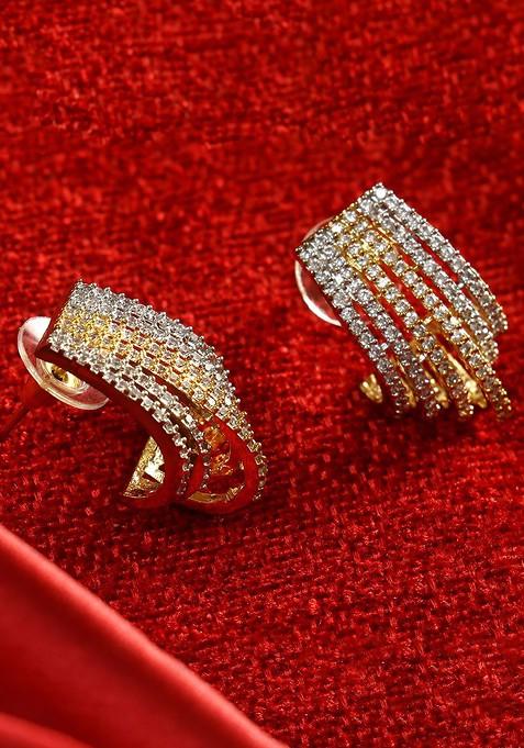 Gold Plain Silver Toned Earrings