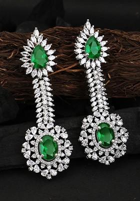 Silver Zirconia Studded Rhodium Plated Earrings