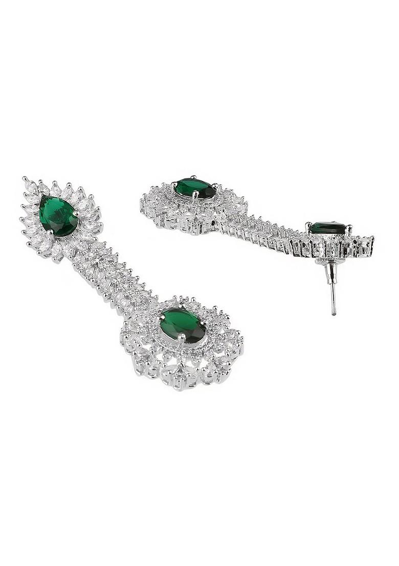 Silver Zirconia Studded Rhodium Plated Earrings