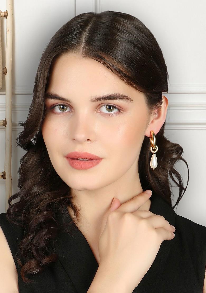 Gold Beaded Gold Plated Earrings