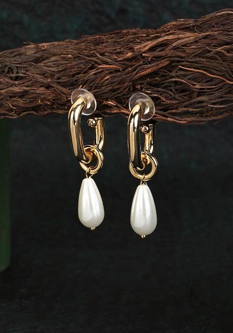 Gold Beaded Gold Plated Earrings