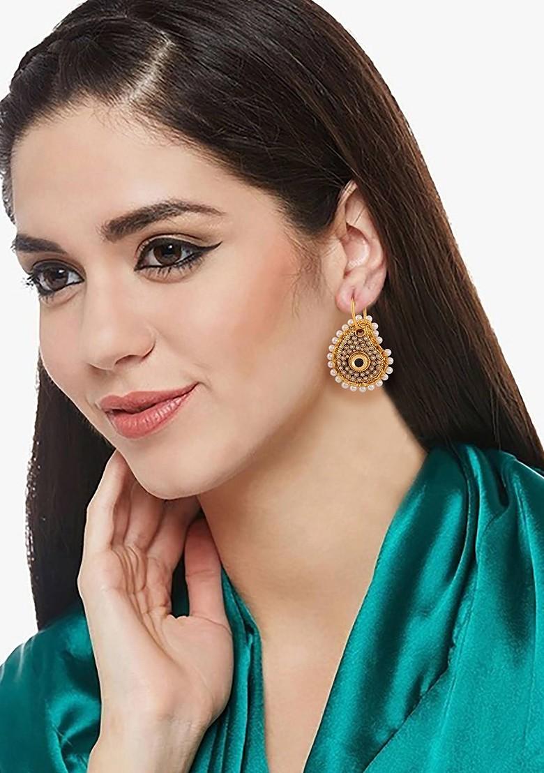 Gold Paisley Shaped Gold Plated Earrings