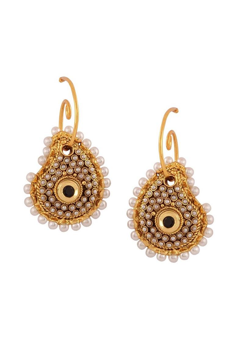 Gold Paisley Shaped Gold Plated Earrings