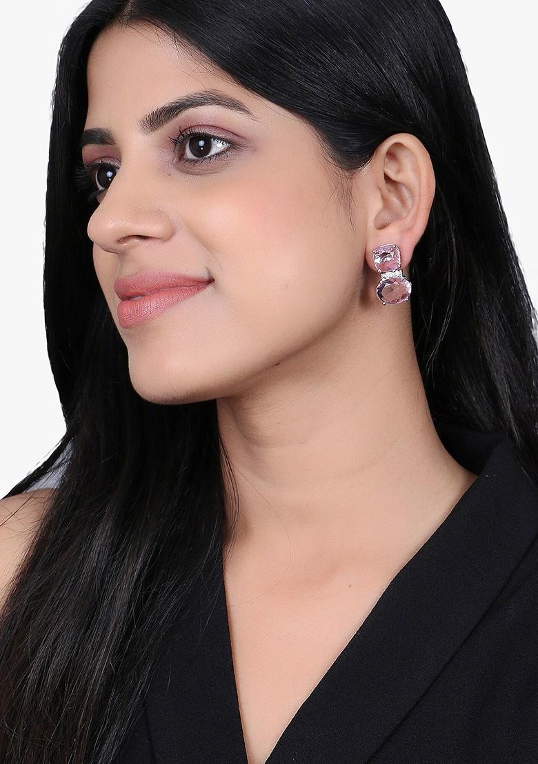 Silver Geometric  Rhodium Plated Earrings