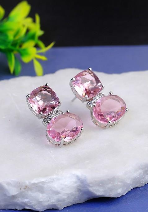 Silver Geometric  Rhodium Plated Earrings