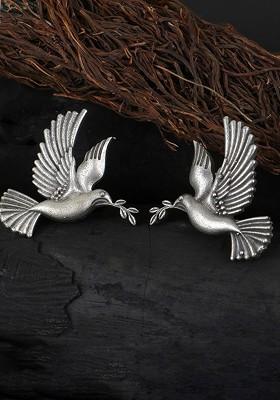 Silver Contemporary Studs Silver Plated  Earrings