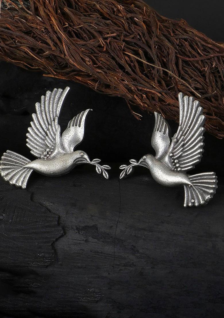 Silver Contemporary Studs Silver Plated  Earrings